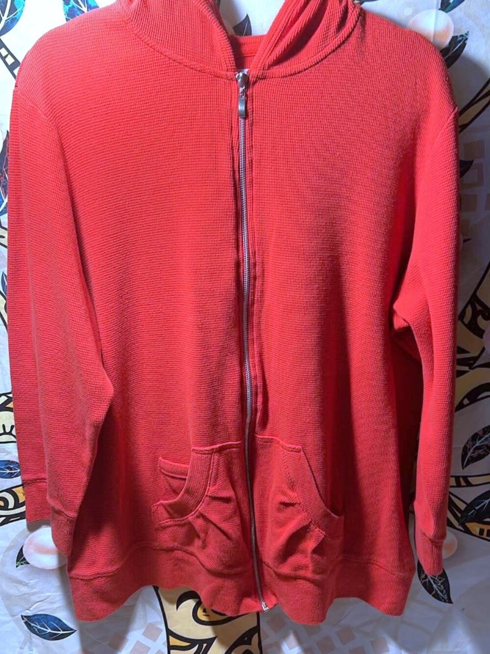 Avenue Red Thermal Zip‑Up Hoodie – Plus Size 22/24